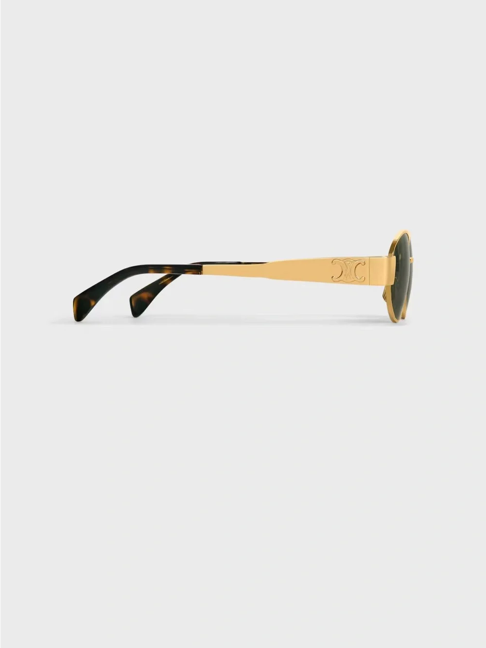 Celine Gold - Triomphe - Metal Oval Sunglasses with Green Lenses